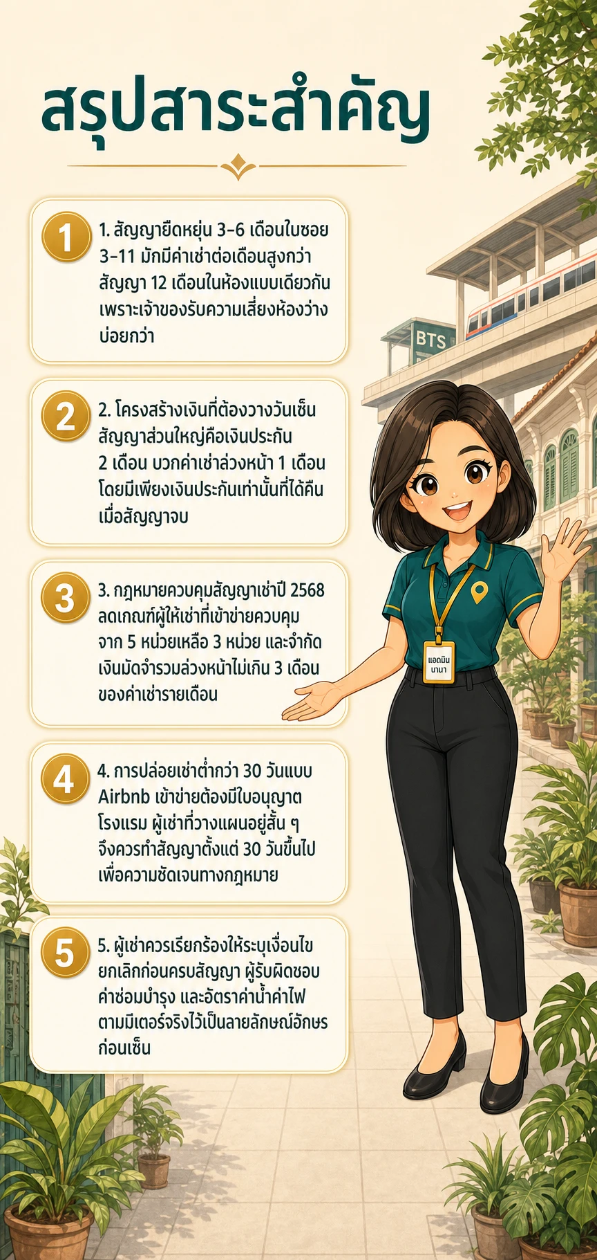 อินโฟกราฟิกสรุปข้อมูล เช่าคอนโดย่านนานา: สัญญา เงินมัดจำ และสิทธิผู้เช่าที่ต้องรู้ก่อนเซ็น
