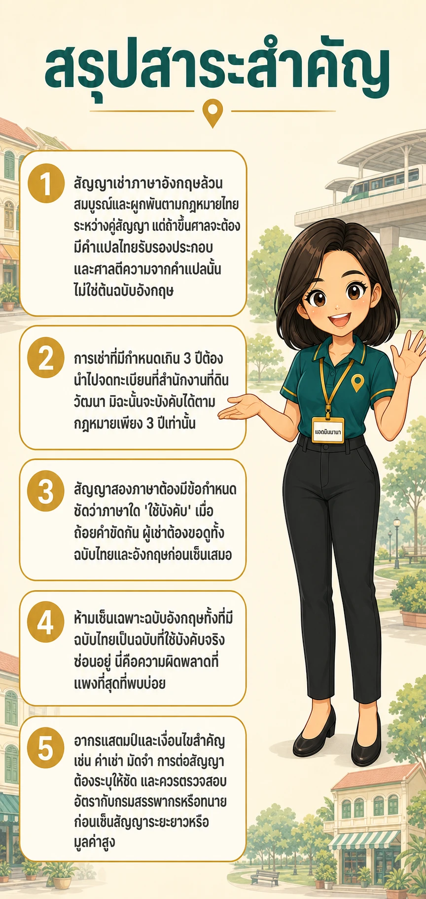 อินโฟกราฟิกสรุปข้อมูล เซ็นสัญญาเช่าภาษาอังกฤษที่นานา: มีผลตามกฎหมายไทยจริงหรือไม่